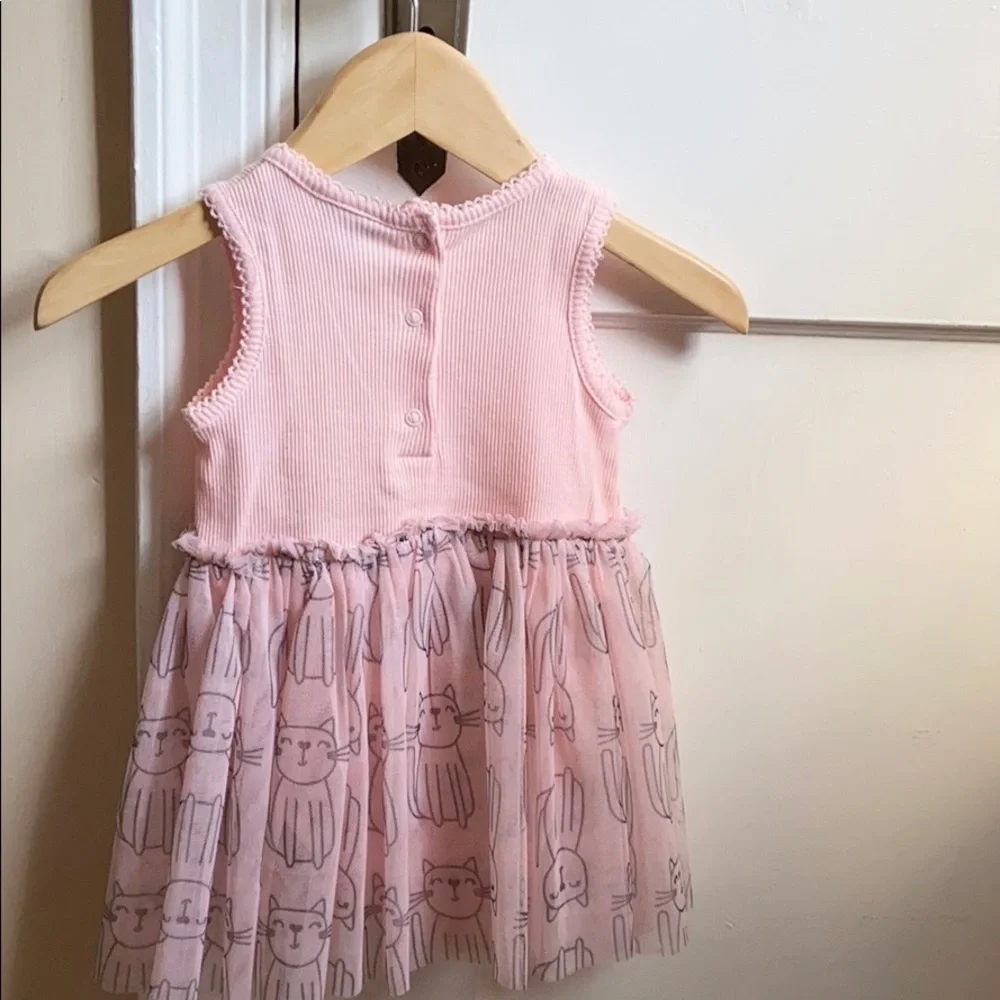 Absorba Baby Pink Ribbed Tulle Onesie Dress Infant Size 12 Months